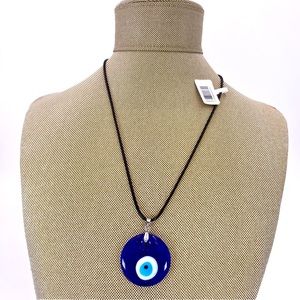 Blue Turkish Evil Eye Round Lamp Work Glass 18-inch Necklace W/ FREE Gift Box!